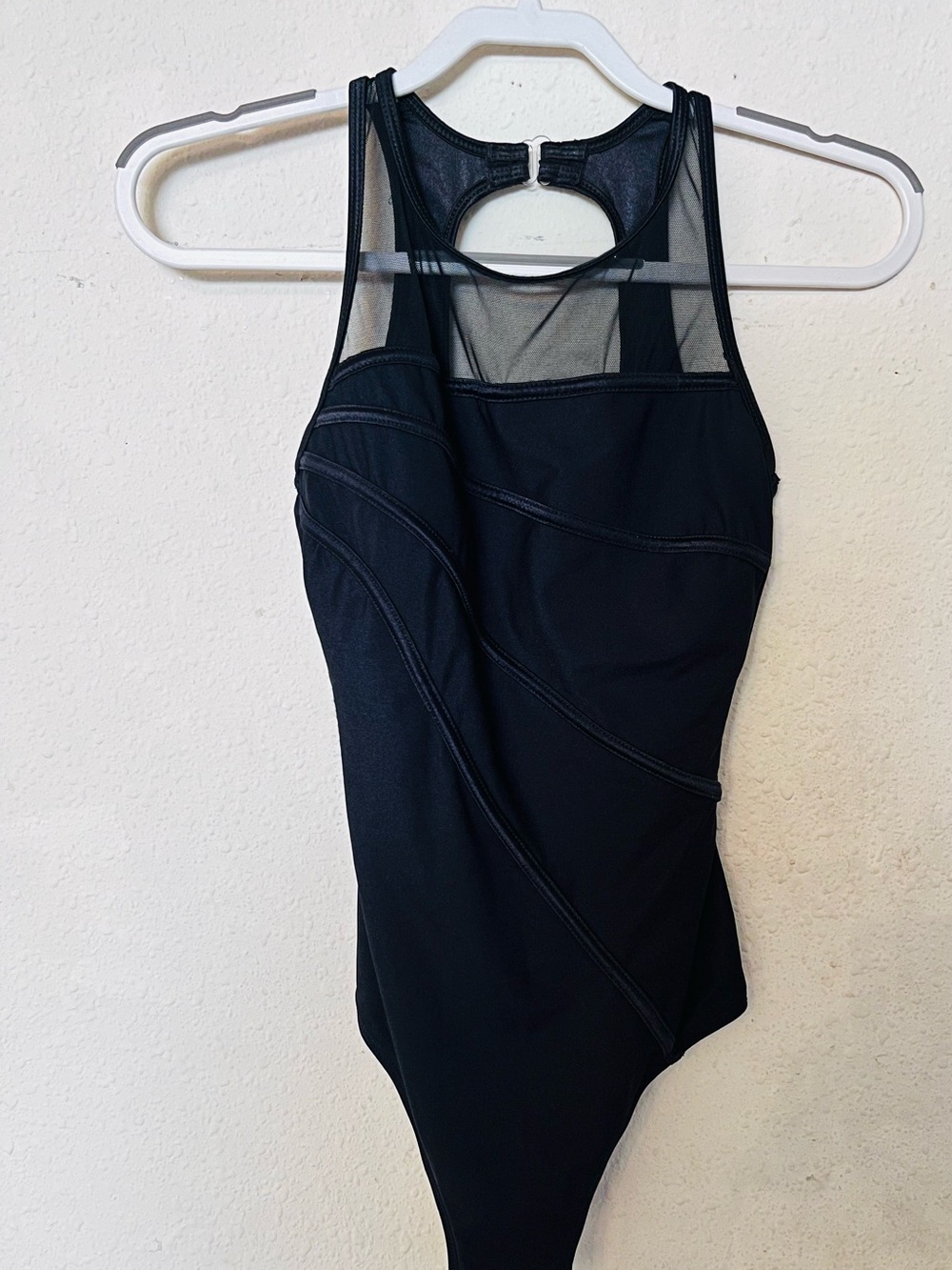Source Unknown Black Mesh Insert One-Piece Swimsuit